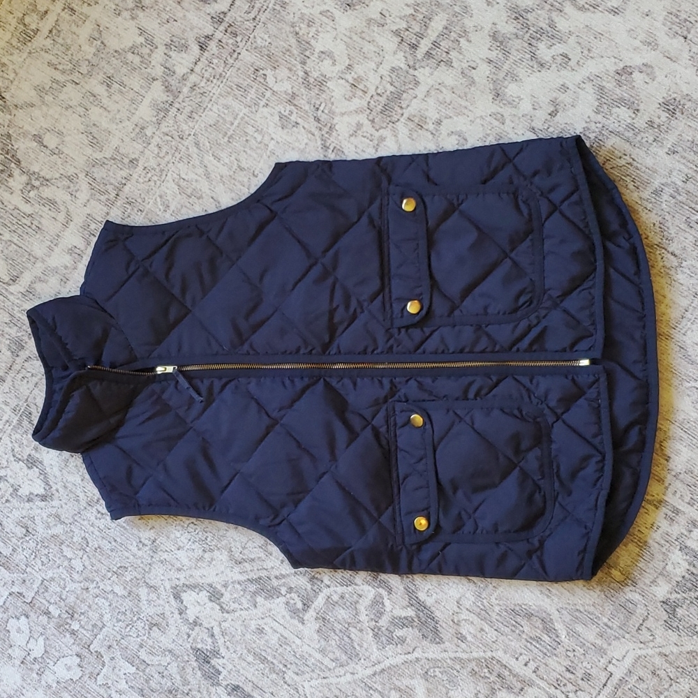 Womens J Crew Puffer Vest XS, Navy